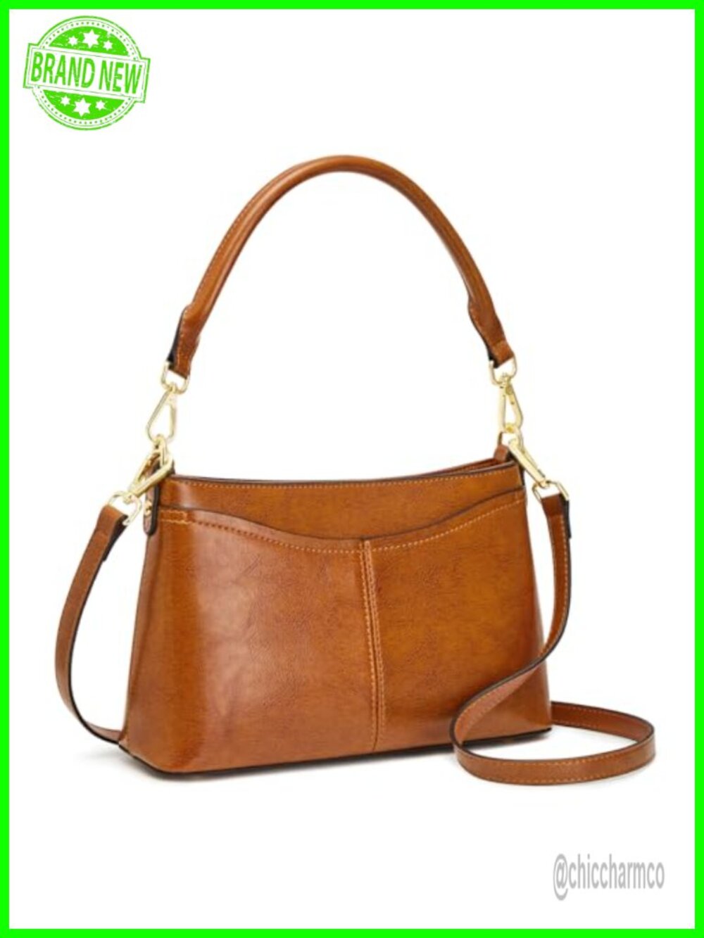 Genuine Leather Crossbody Bag Small Purse Handbag with Detachable Straps
